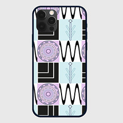 Чехол для iPhone 12 Pro Геометрический, круглый орнамент, цвет: 3D-черный