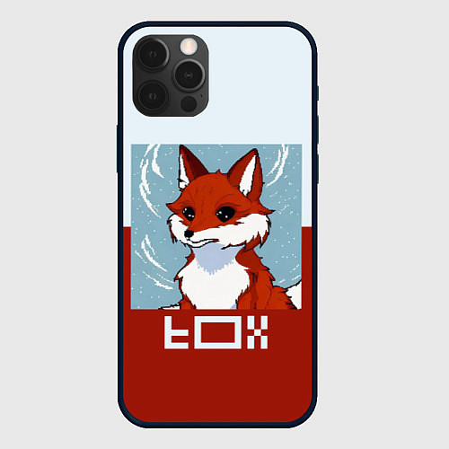 Чехол iPhone 12 Pro Пиксельная лиса с надписью fox / 3D-Черный – фото 1