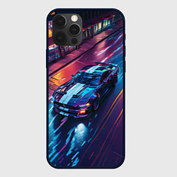 Чехол для iPhone 12 Pro Форд мустанг ночью под дождем, цвет: 3D-черный