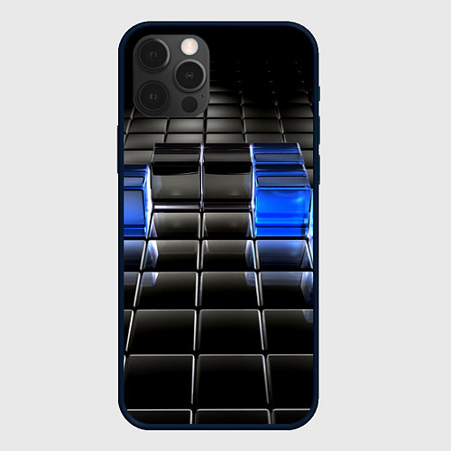 Чехол iPhone 12 Pro Хромированные кубы абстракция / 3D-Черный – фото 1