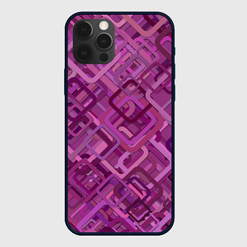 Чехол iPhone 12 Pro Фиолетовые диагонали / 3D-Черный – фото 1