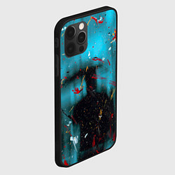 Чехол для iPhone 12 Pro Абстрактный светло-синий туман и краски, цвет: 3D-черный — фото 2