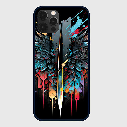 Чехол iPhone 12 Pro Психоделические крылья / 3D-Черный – фото 1