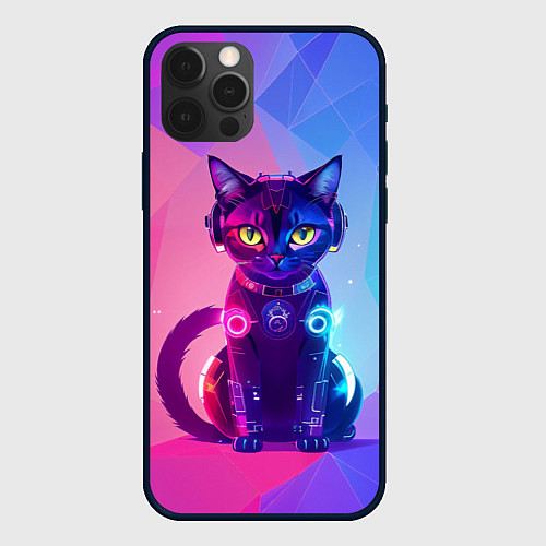 Чехол iPhone 12 Pro Кибер кошка / 3D-Черный – фото 1