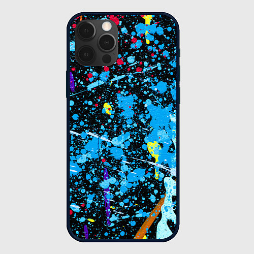 Чехол iPhone 12 Pro Брызги краски на холсте / 3D-Черный – фото 1