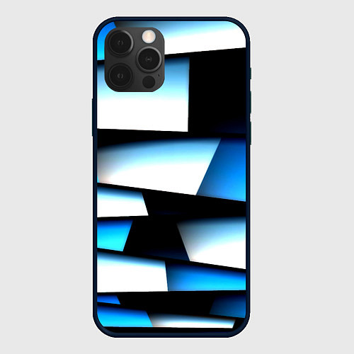 Чехол iPhone 12 Pro Решетка из линий и полос / 3D-Черный – фото 1