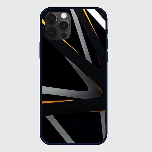 Чехол iPhone 12 Pro Спортивная геометрия полосы / 3D-Черный – фото 1