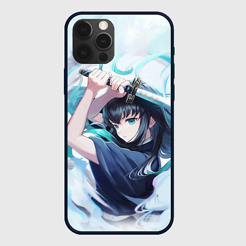 Чехол iPhone 12 Pro Muichiro Tokito Demon Slayer / 3D-Черный – фото 1