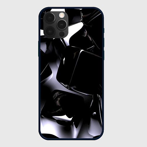 Чехол iPhone 12 Pro Хромированные кубы / 3D-Черный – фото 1