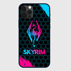 Чехол iPhone 12 Pro Skyrim - neon gradient