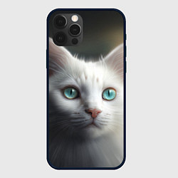 Чехол iPhone 12 Pro Милый белый кот с голубыми глазами