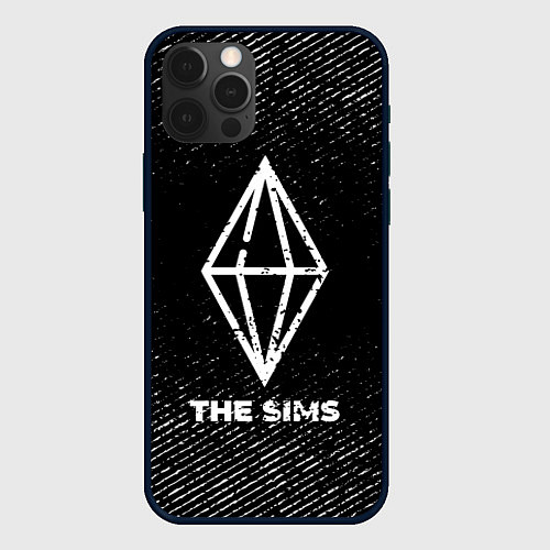 Чехол iPhone 12 Pro The Sims с потертостями на темном фоне / 3D-Черный – фото 1