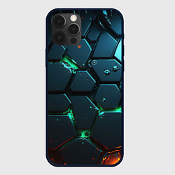 Чехол для iPhone 12 Pro Плиты с зеленым неоновым светом, цвет: 3D-черный