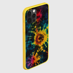 Чехол для iPhone 12 Pro Тай дай на темном фоне: арт нейросети, цвет: 3D-желтый — фото 2