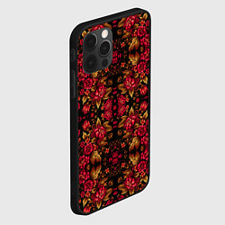 Чехол для iPhone 12 Pro Растительный паттерн под хохлому, цвет: 3D-черный — фото 2