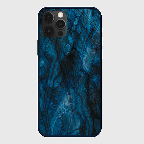 Чехол iPhone 12 Pro Синяя прозрачная скала / 3D-Черный – фото 1