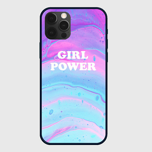 Чехол iPhone 12 Pro Girl power fluid art / 3D-Черный – фото 1