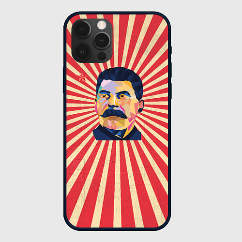 Чехол iPhone 12 Pro Сталин полигональный / 3D-Черный – фото 1
