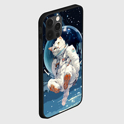Чехол для iPhone 12 Pro Белый кот космонавт в невесомости, цвет: 3D-черный — фото 2