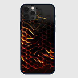 Чехол для iPhone 12 Pro Объемные огненные плиты, цвет: 3D-черный