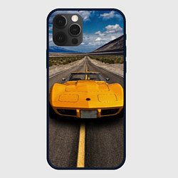 Чехол для iPhone 12 Pro Ретро маслкар Chevrolet Corvette Stingray, цвет: 3D-черный