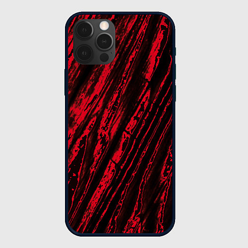 Чехол iPhone 12 Pro Красные полосы / 3D-Черный – фото 1