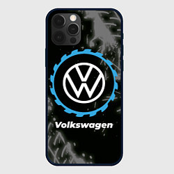 Чехол для iPhone 12 Pro Volkswagen в стиле Top Gear со следами шин на фоне, цвет: 3D-черный