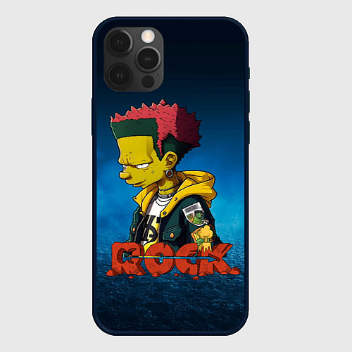 Чехол iPhone 12 Pro Rock music Simpsons / 3D-Черный – фото 1