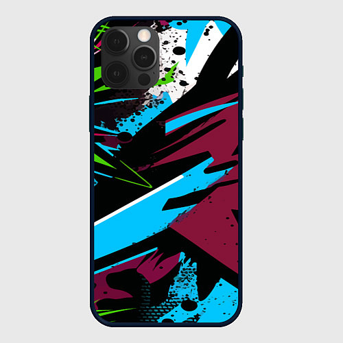 Чехол iPhone 12 Pro Граффити текстура / 3D-Черный – фото 1