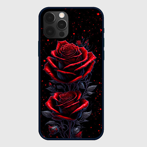 Чехол iPhone 12 Pro Готические розы в космосе / 3D-Черный – фото 1