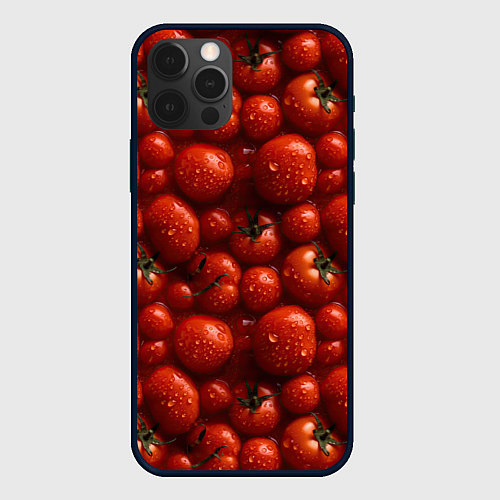 Чехол iPhone 12 Pro Сочная текстура из томатов / 3D-Черный – фото 1