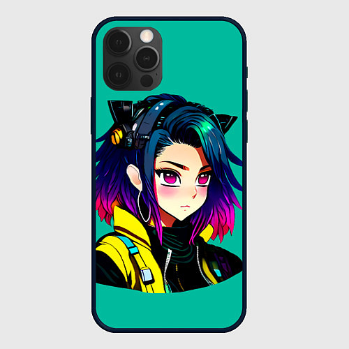 Чехол iPhone 12 Pro Anime Cyberpunk Girl / 3D-Черный – фото 1