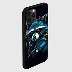 Чехол для iPhone 12 Pro Енот - cyberpunk style, цвет: 3D-черный — фото 2