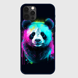 Чехол для iPhone 12 Pro Панда в неоновых красках, цвет: 3D-черный