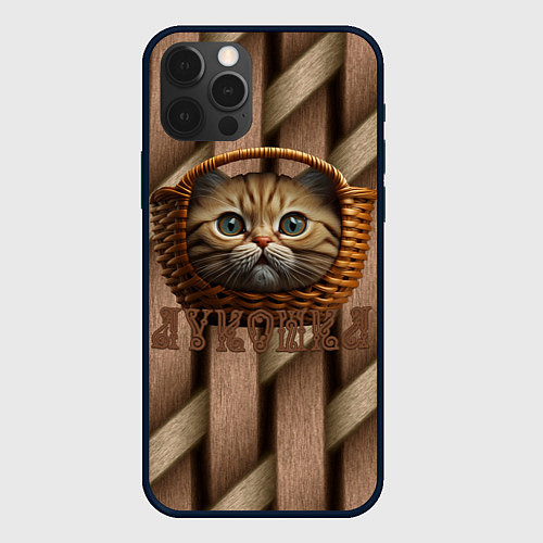 Чехол iPhone 12 Pro Кошка лукошка мем / 3D-Черный – фото 1