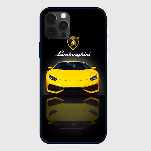 Чехол iPhone 12 Pro Итальянский суперкар Lamborghini Aventador / 3D-Черный – фото 1