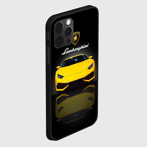 Чехол iPhone 12 Pro Итальянский суперкар Lamborghini Aventador / 3D-Черный – фото 2