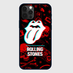 Чехол iPhone 12 Pro Rolling Stones rock glitch