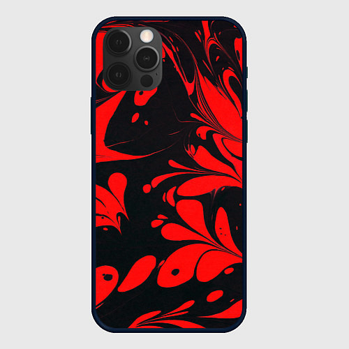 Чехол iPhone 12 Pro Красно-черный узор / 3D-Черный – фото 1