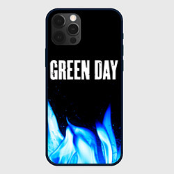 Чехол для iPhone 12 Pro Green Day blue fire, цвет: 3D-черный