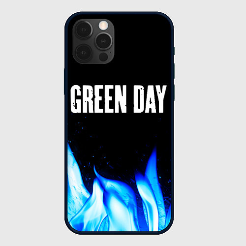 Чехол iPhone 12 Pro Green Day blue fire / 3D-Черный – фото 1