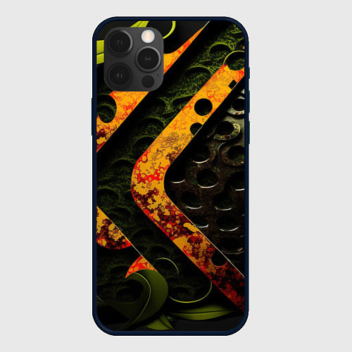 Чехол iPhone 12 Pro Оранжевые полосы на неровной текстуре / 3D-Черный – фото 1