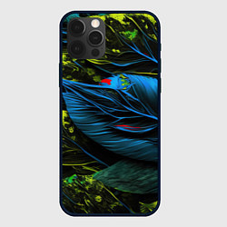 Чехол для iPhone 12 Pro Синий лист абстракция, цвет: 3D-черный
