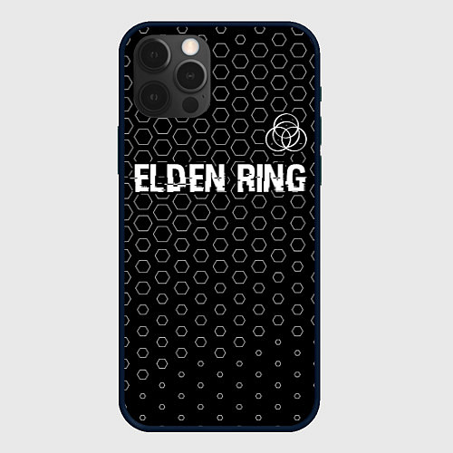 Чехол iPhone 12 Pro Elden Ring glitch на темном фоне: символ сверху / 3D-Черный – фото 1