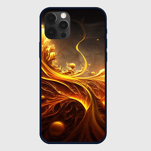 Чехол iPhone 12 Pro Желтые абстрактные узоры / 3D-Черный – фото 1