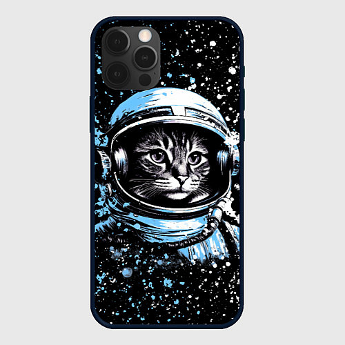 Чехол iPhone 12 Pro Кошак в скафандре / 3D-Черный – фото 1