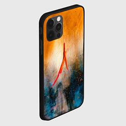 Чехол для iPhone 12 Pro Оранжево-синий туман и краски, цвет: 3D-черный — фото 2