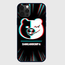 Чехол iPhone 12 Pro Символ Danganronpa в стиле glitch на темном фоне