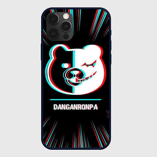 Чехол iPhone 12 Pro Символ Danganronpa в стиле glitch на темном фоне / 3D-Черный – фото 1