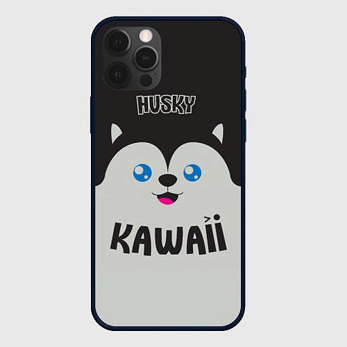 Чехол iPhone 12 Pro Kawaii Husky / 3D-Черный – фото 1